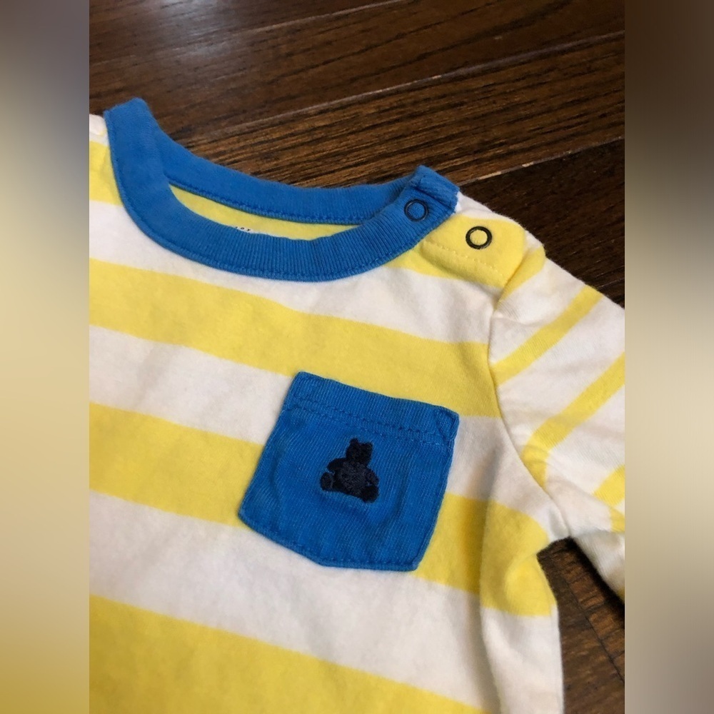 BabyGap Bundle x2: Boys 3-6M Long-Sleeve One-Pieces Yellow/Blue Stripes - EUC!! - Picture 3 of 10